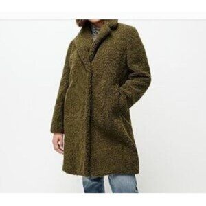 J. Crew Women Green Teddie Sherpa Coat size Small Warm Career Casual
